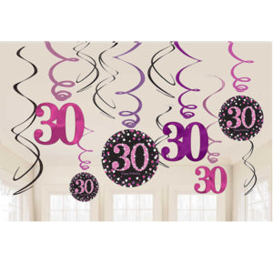 30th Birthday Pink Swirl Decorations