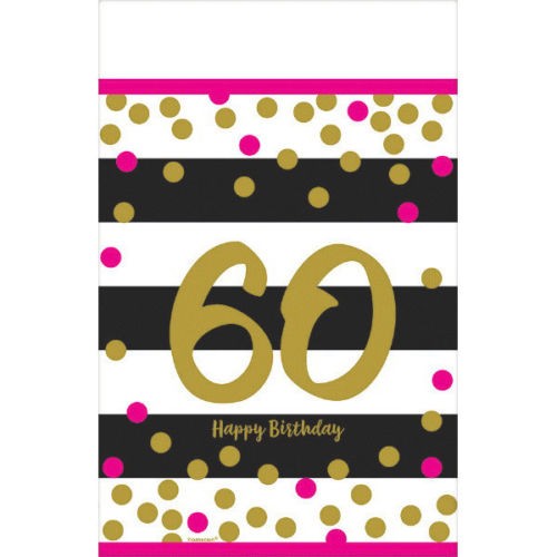 60th Birthday Pink and Gold Table Cover