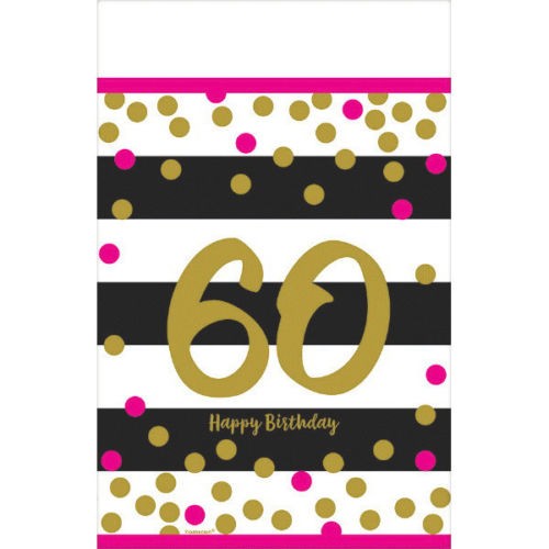 60th Birthday Pink and Gold Table Cover