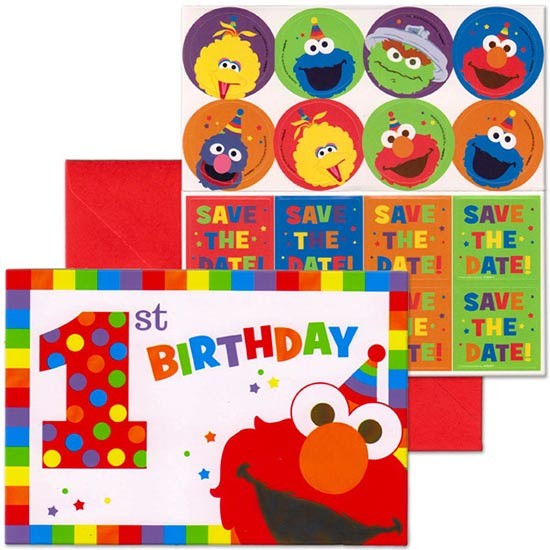 Sesame Street 1st Elmo Postcard INVITES - Party Corner