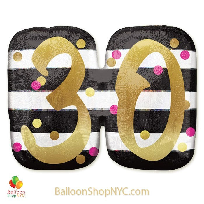 30th Birthday Pink and Gold Super Shape Foil Balloon