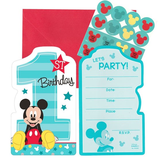 Mickey Mouse 1st Birthday Party Invites