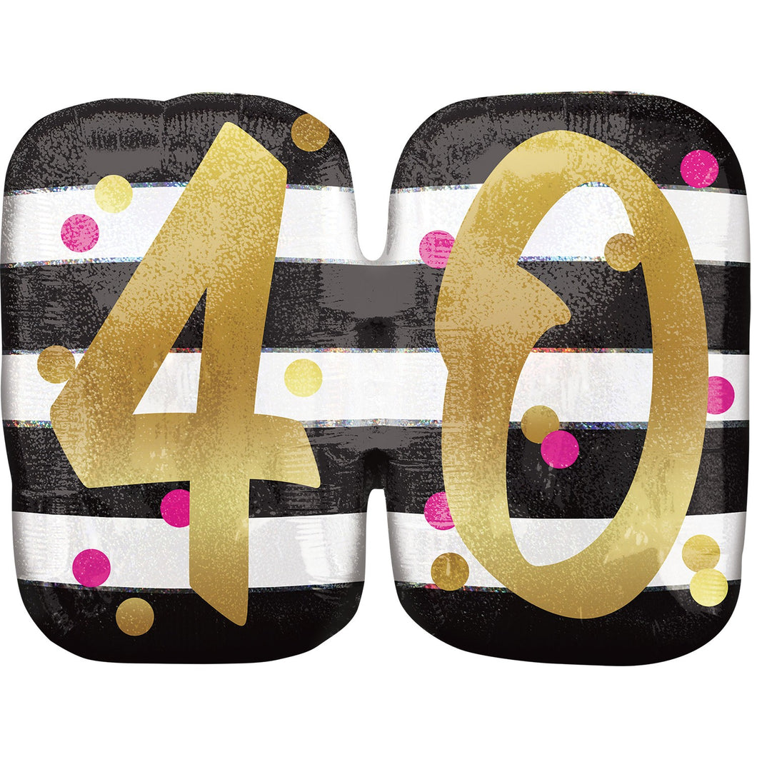 40th Birthday Pink and Gold Standard Foil Balloon