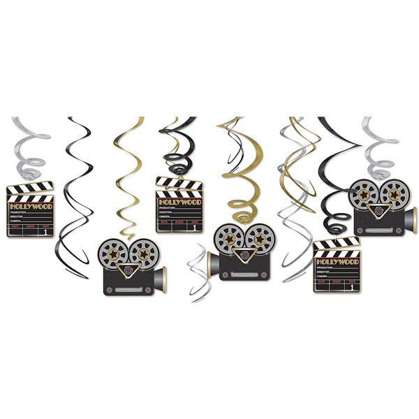 Hollywood Swirl Decorations Pack Of 12