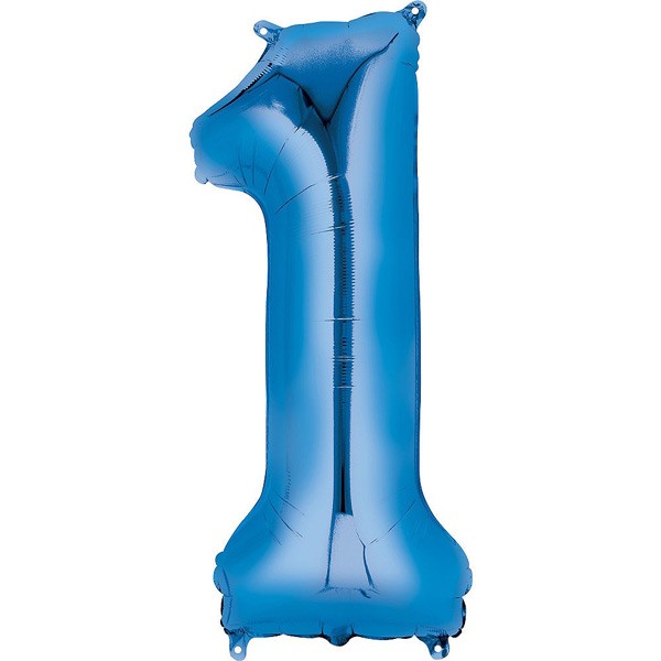 Blue Number One (1) Large Foil Balloon (34 Inch)