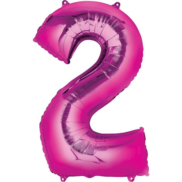 Number Two (2) Pink Foil Balloon 34 Inch