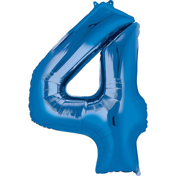 Number Four (4) Blue Foil Balloon 34 Inch