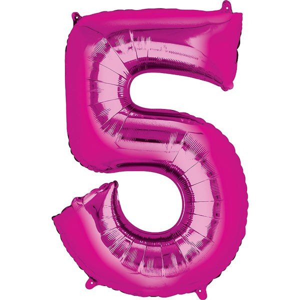 Number Five (5) Pink Super Shape Foil Balloon