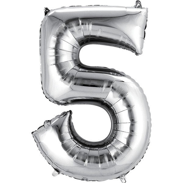 Silver Number Five Foil Balloon