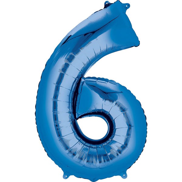 Blue Number Six Foil Balloon