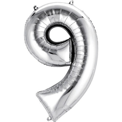 Silver Number Nine Balloon