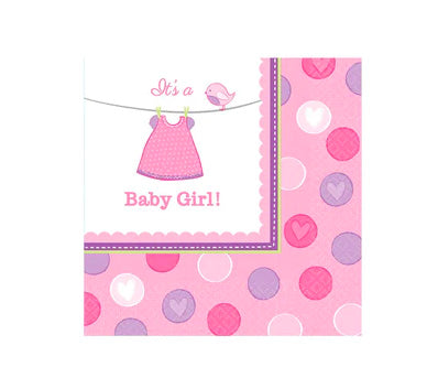 Its A Girl Baby Shower Beverage Napkins